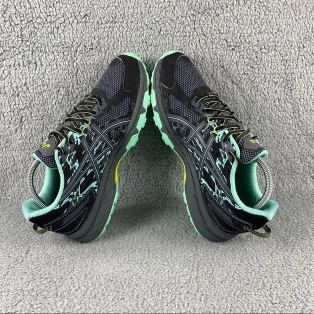 Asics shoes gel-venture 6 Womens 11 Running Sneakers Black Green Lace Up Hiking - Picture 7 of 12
